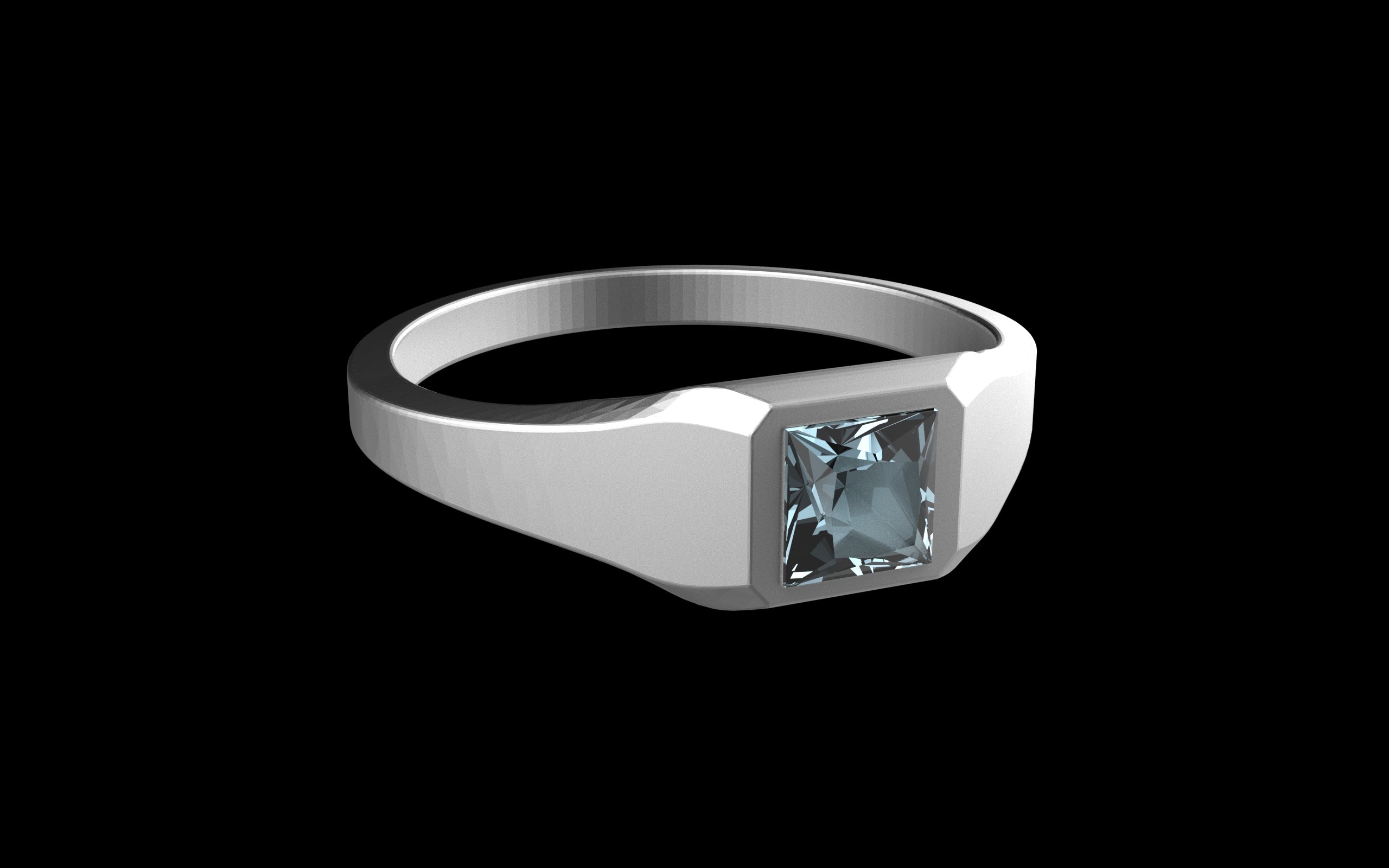 "Quadrift" Minimalist Square Signet Ring - Custom Square Gemstone - Sterling Silver / Brass / Bronze