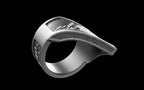"Amneil" Future Tribal Patterned Symmetrical Ring - Sterling Silver / Brass