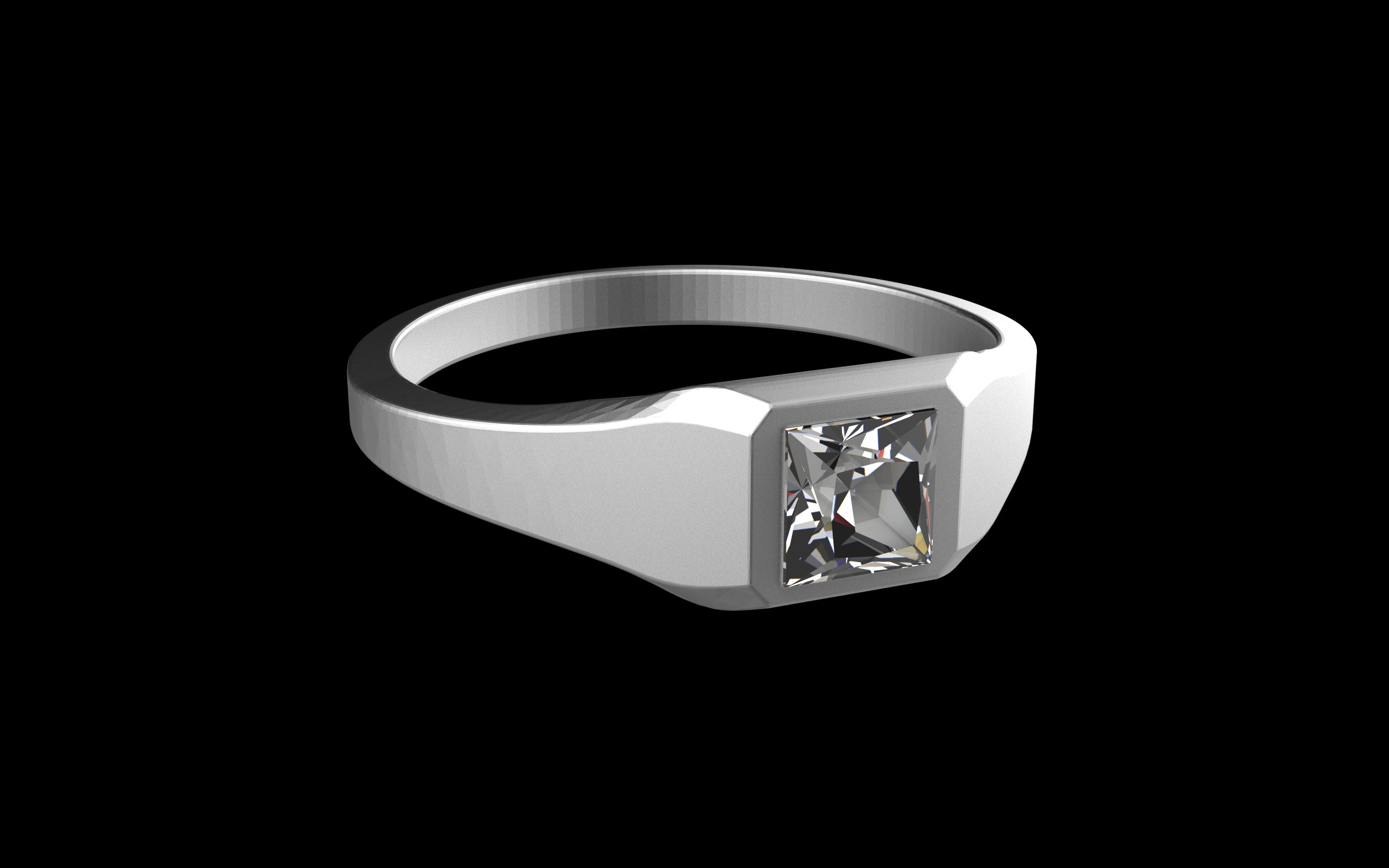 "Quadrift" Minimalist Square Signet Ring - Custom Square Gemstone - Sterling Silver / Brass / Bronze