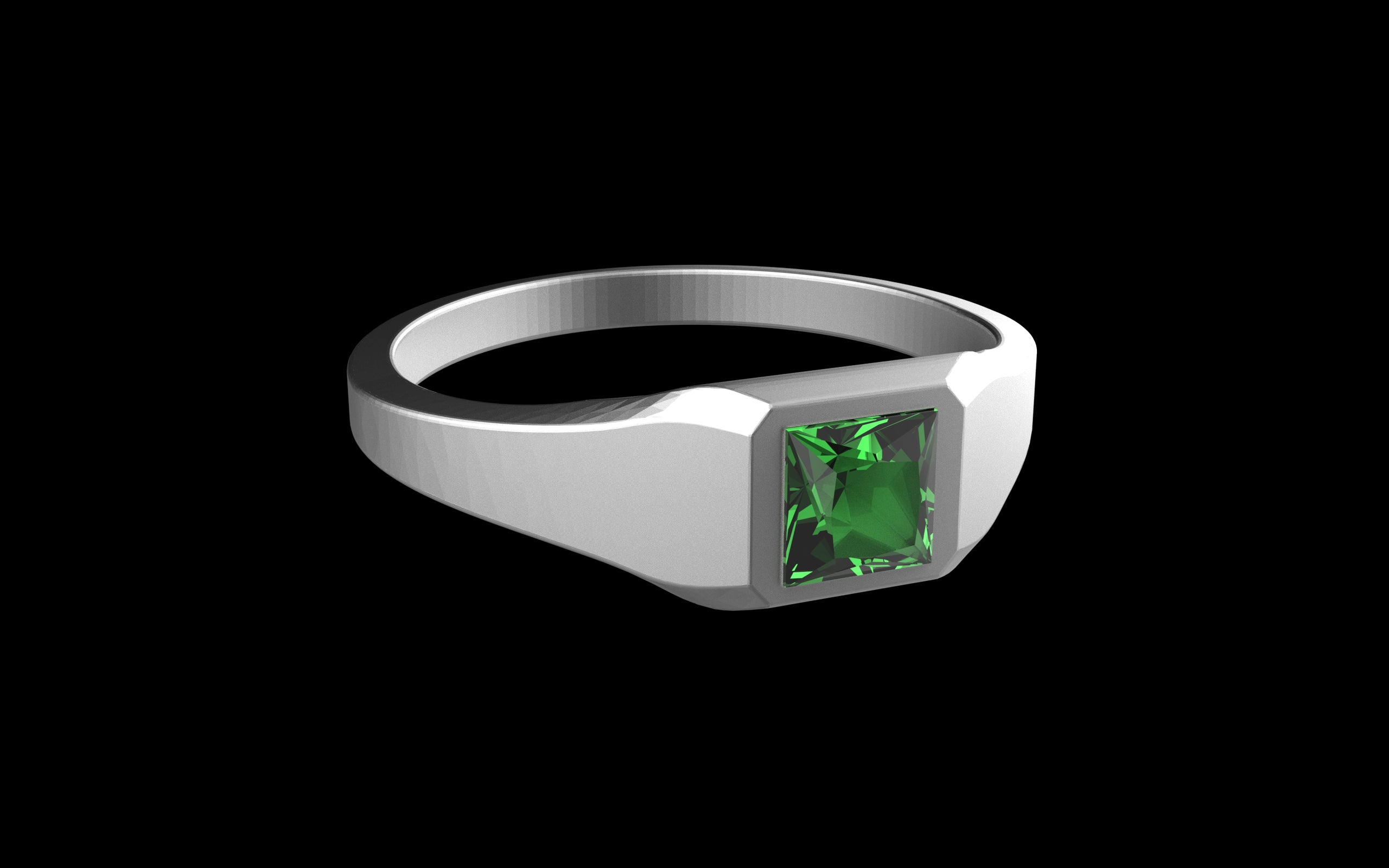 "Quadrift" Minimalist Square Signet Ring - Custom Square Gemstone - Sterling Silver / Brass / Bronze
