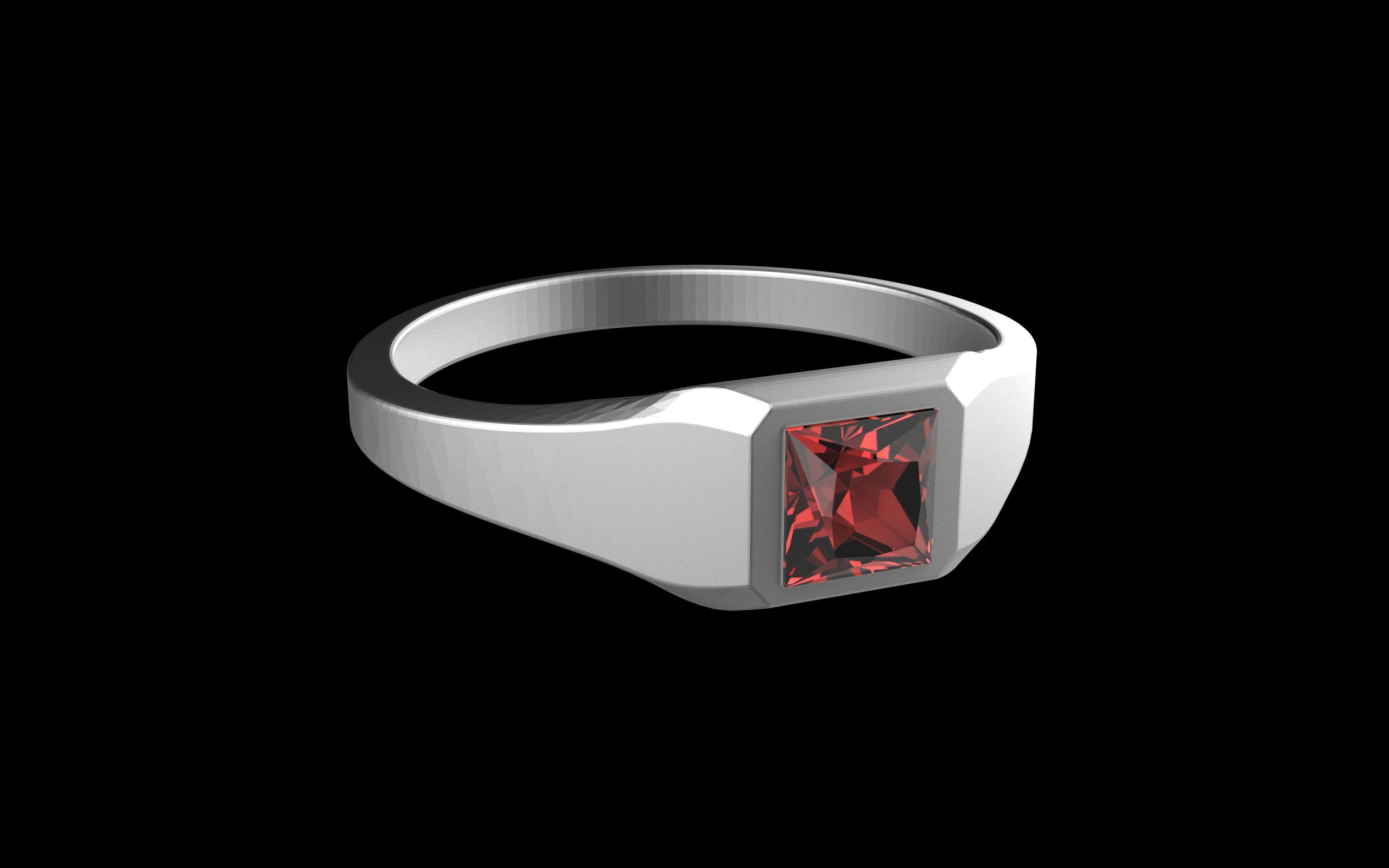 "Quadrift" Minimalist Square Signet Ring - Custom Square Gemstone - Sterling Silver / Brass / Bronze
