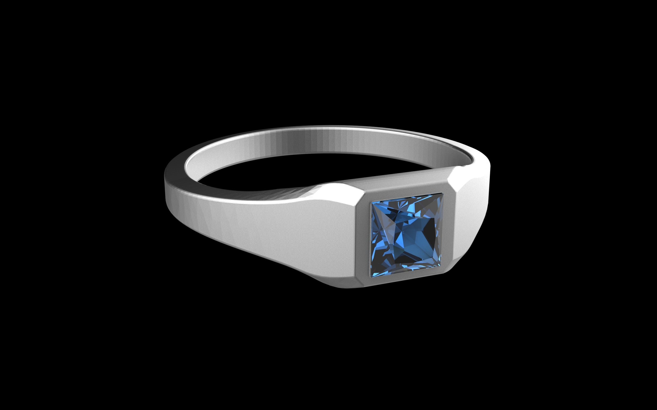"Quadrift" Minimalist Square Signet Ring - Custom Square Gemstone - Sterling Silver / Brass / Bronze