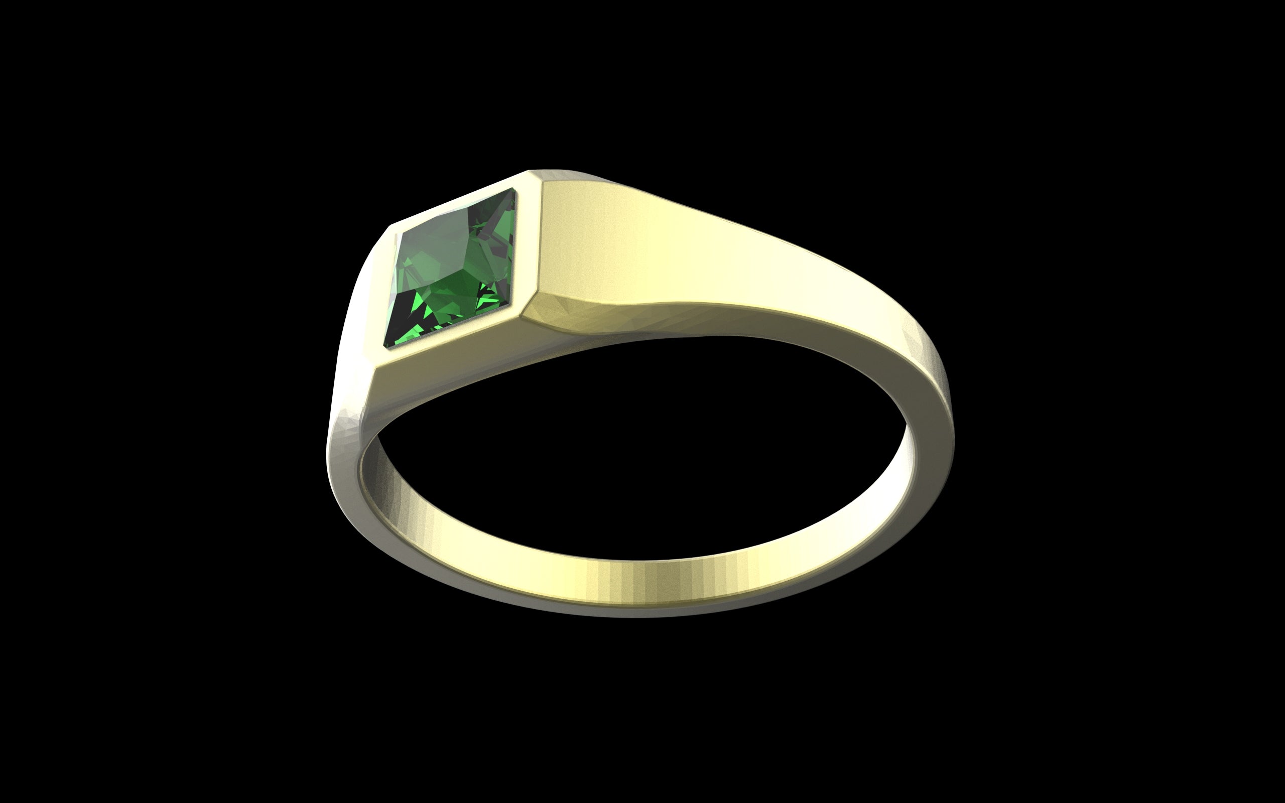 "Quadrift" Minimalist Square Signet Ring - Custom Square Gemstone - Sterling Silver / Brass / Bronze