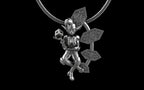 "Anomalia" Cyber Pixie - Cyberpunk Pendant with Chain in Brass Jewelry