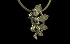 "Anomalia" Cyber Pixie - Cyberpunk Pendant with Chain in Brass Jewelry