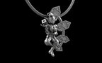 "Anomalia" Cyber Pixie - Cyberpunk Pendant with Chain in Brass Jewelry