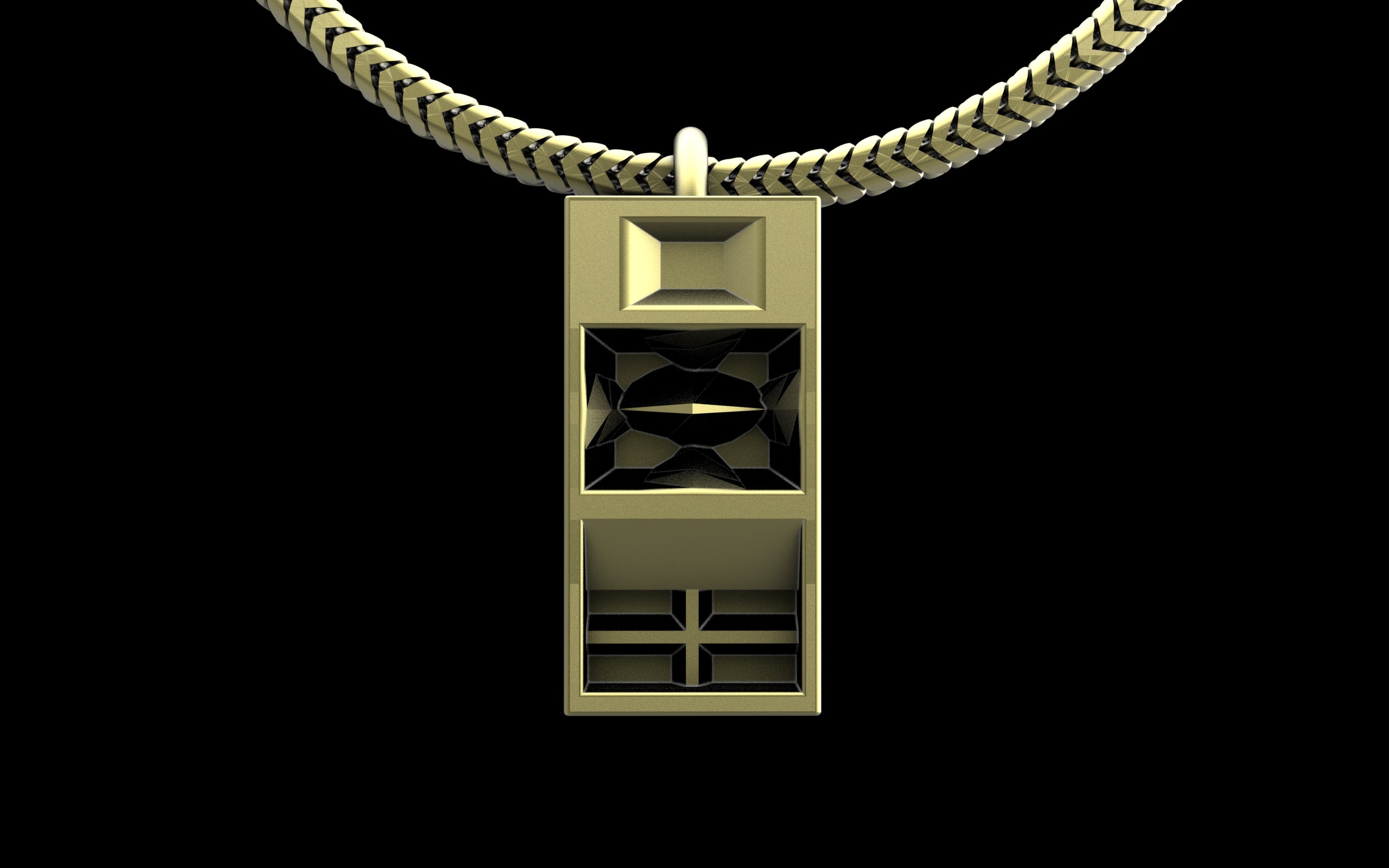 Funkbox Funktion One RES 4/5 Pendant with Chain - Sterling Silver / Brass / Bronze