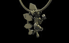 "Anomalia" Cyber Pixie - Cyberpunk Pendant with Chain in Brass Jewelry