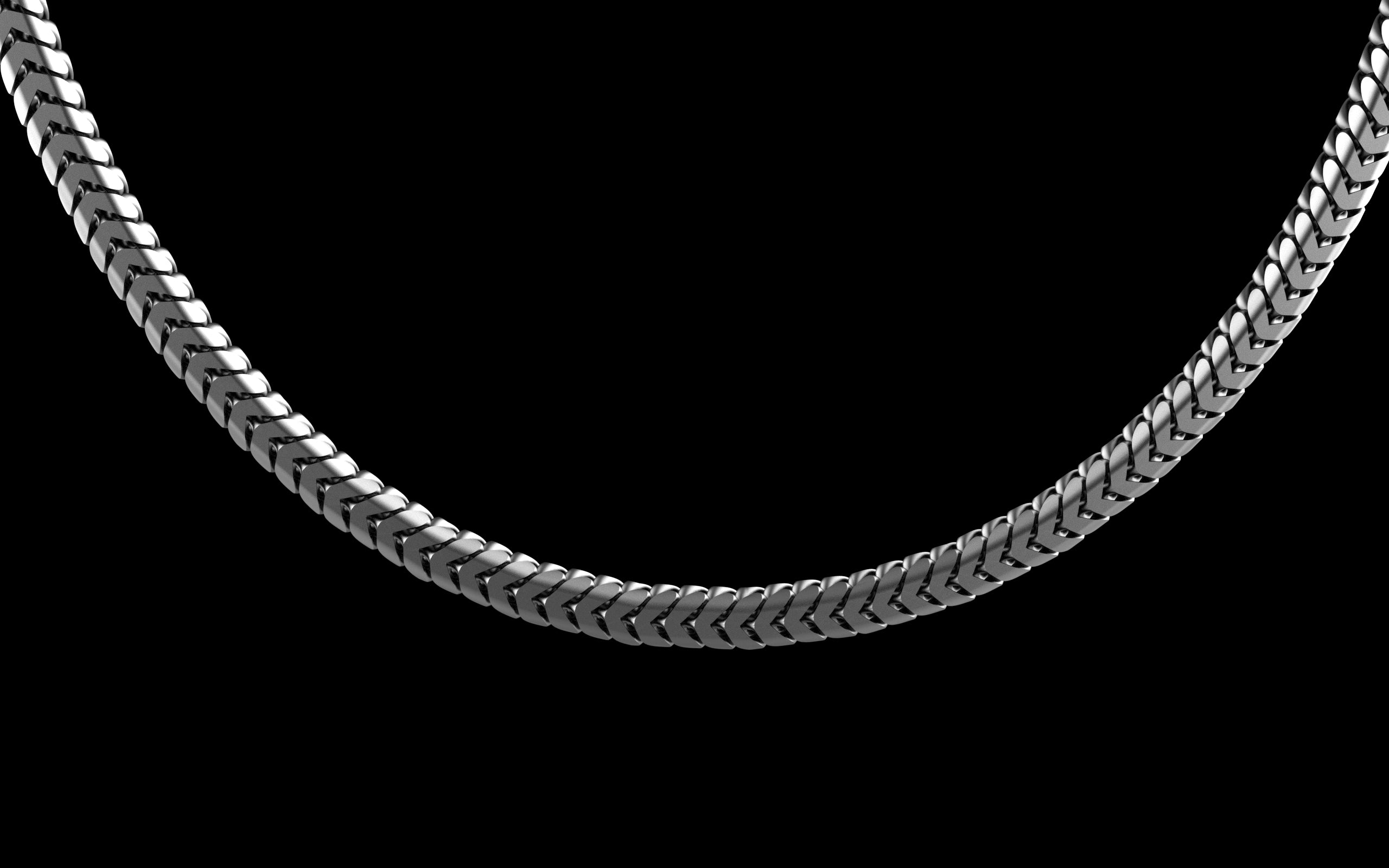 Rhodium Plated / Sterling Silver (.925) Franco Chain