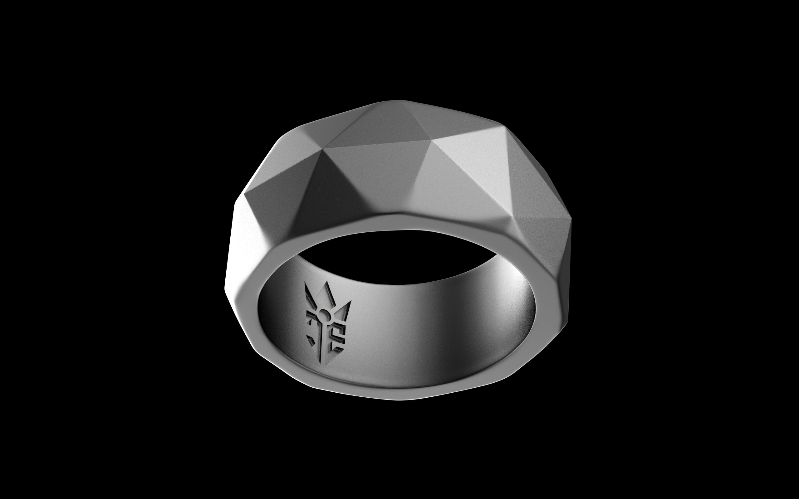 Low Poly Band/Signet Ring - Sterling Silver / Brass