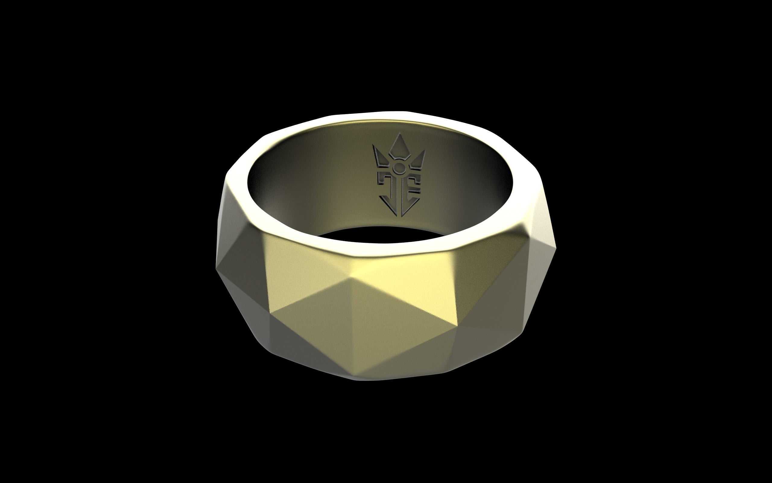 Low Poly Band/Signet Ring - Sterling Silver / Brass