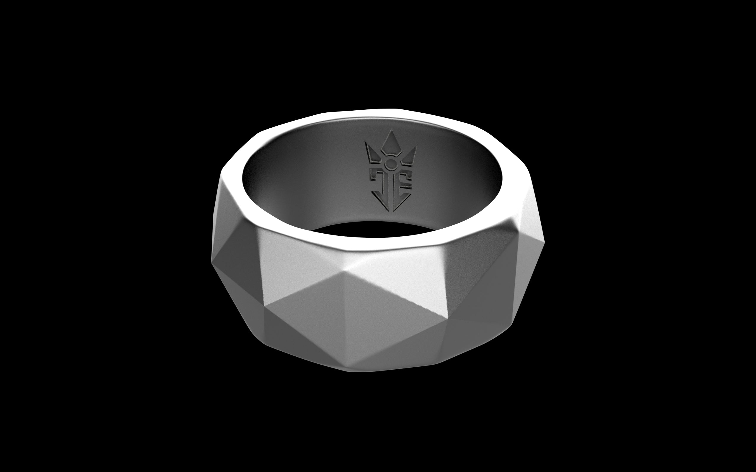 Low Poly Band/Signet Ring - Sterling Silver / Brass