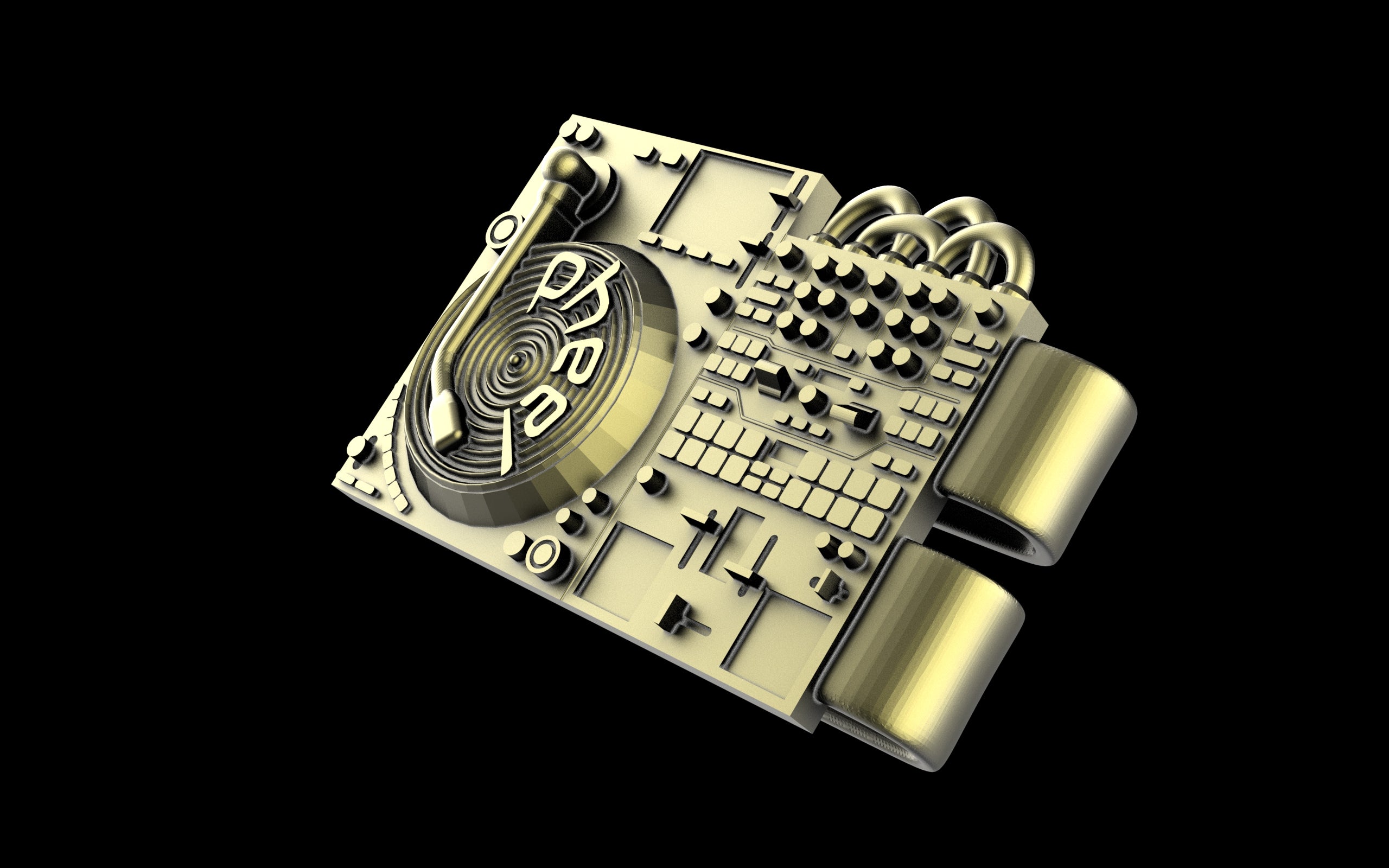 pheel. Turn Table / Mixer - Hat Clip - Sterling Silver / Brass