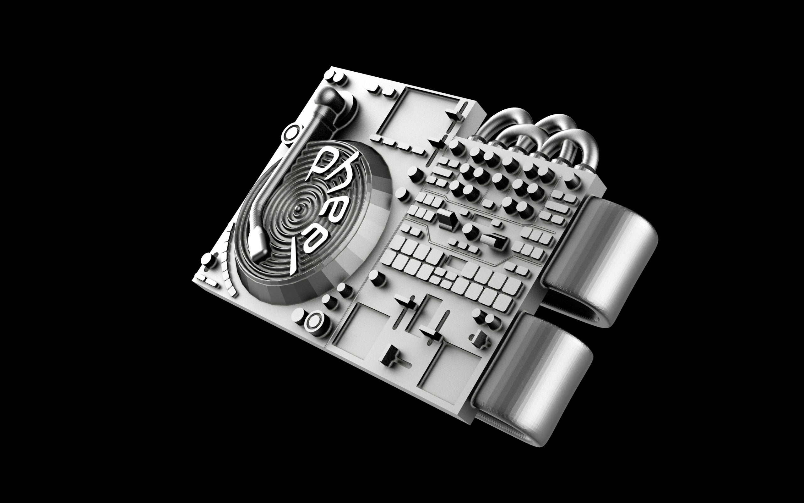 pheel. Turn Table / Mixer - Hat Clip - Sterling Silver / Brass
