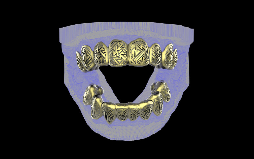 Custom Grillz / Tooth Caps - Graffiti Cut