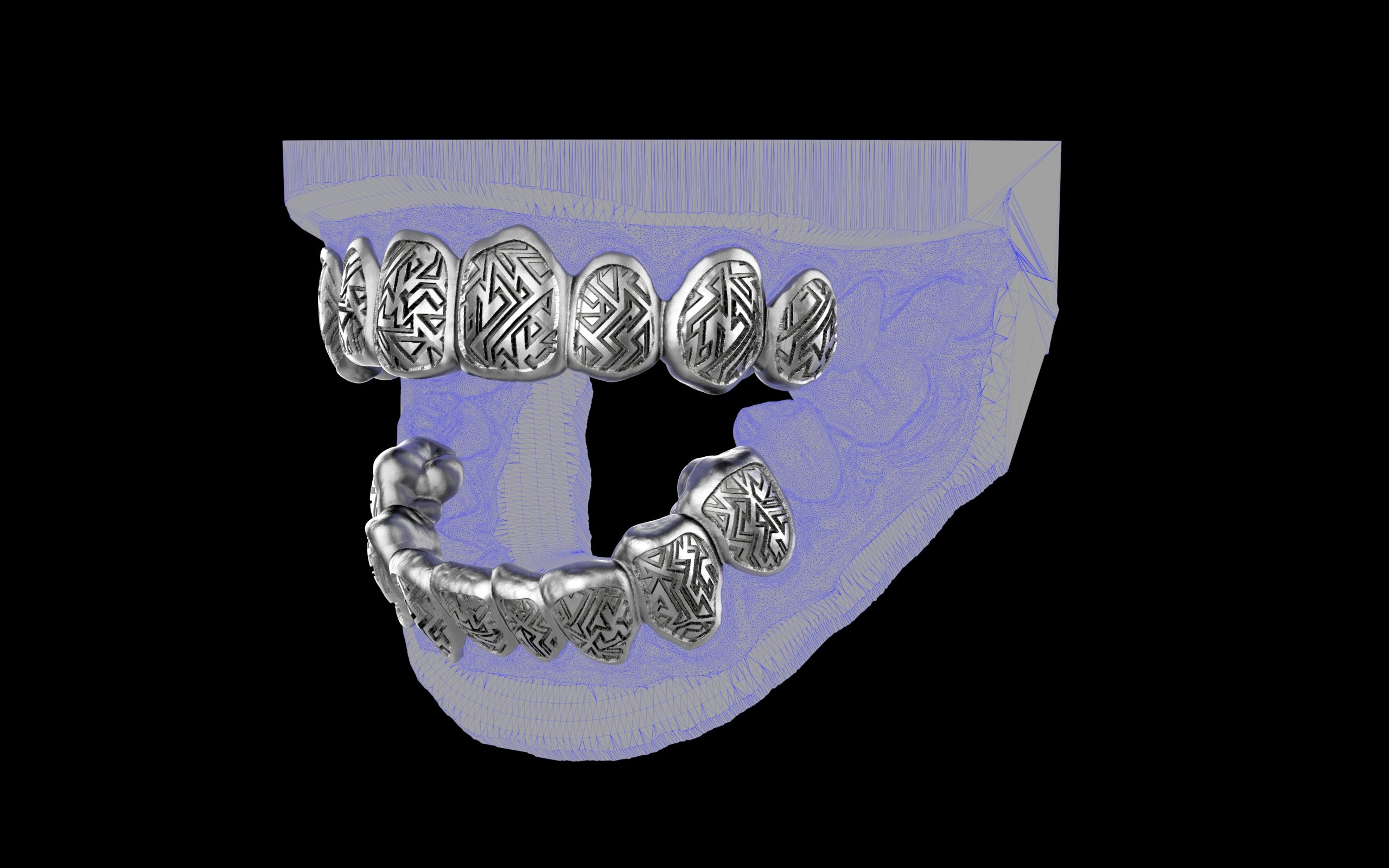 Custom Grillz / Tooth Caps - Graffiti Cut
