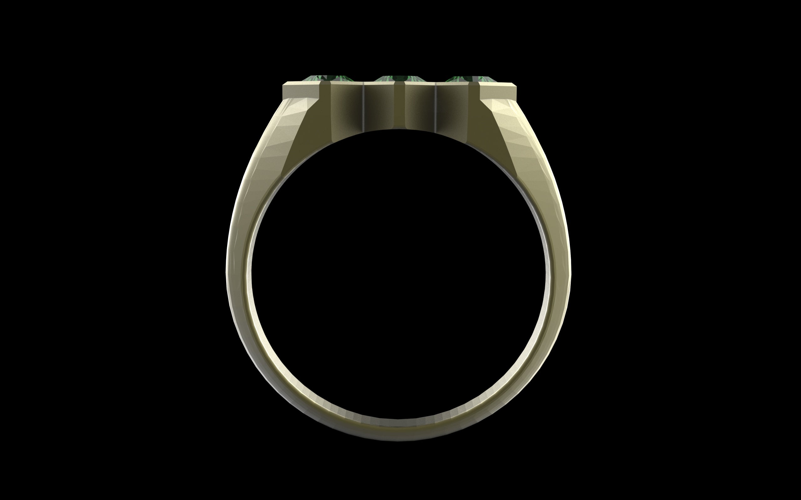 "Celeste" Minimalist Long Hex Signet Ring - Custom Square Gemstones - Sterling Silver / Brass