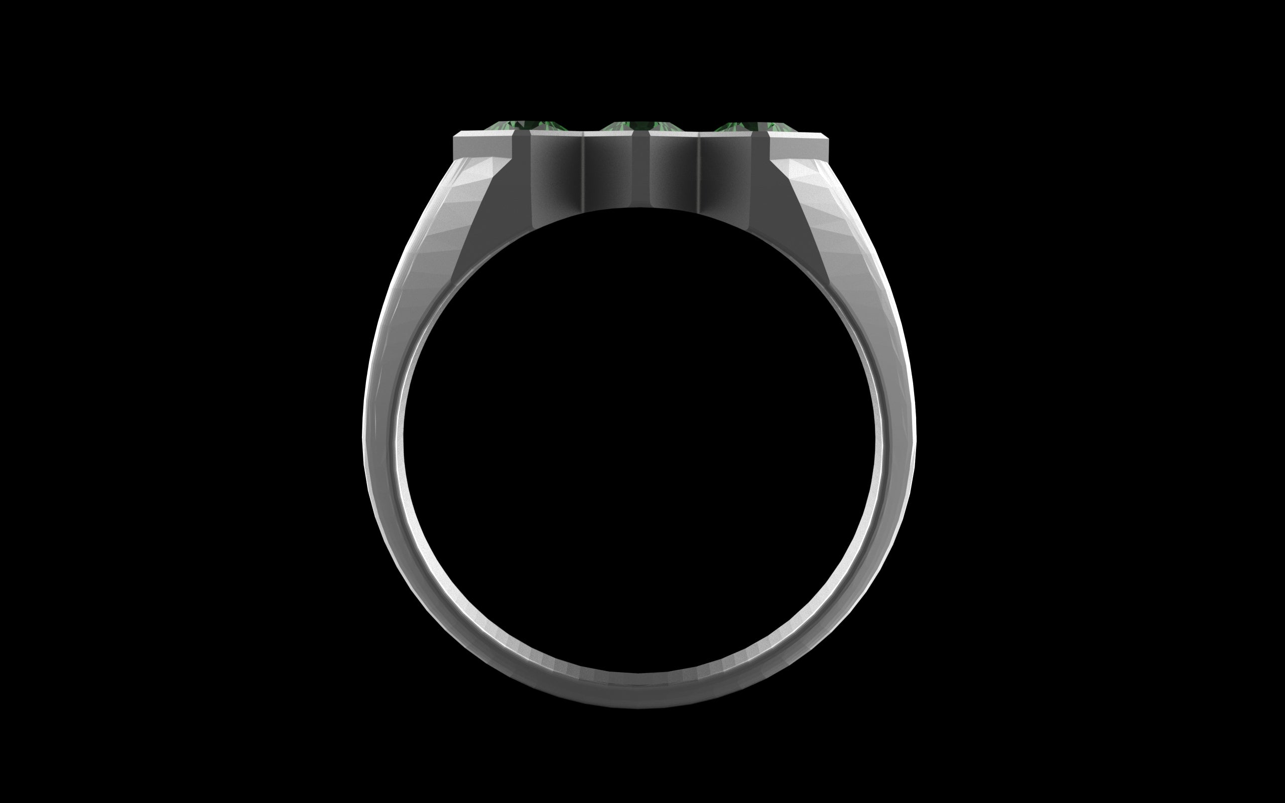 "Celeste" Minimalist Long Hex Signet Ring - Custom Square Gemstones - Sterling Silver / Brass